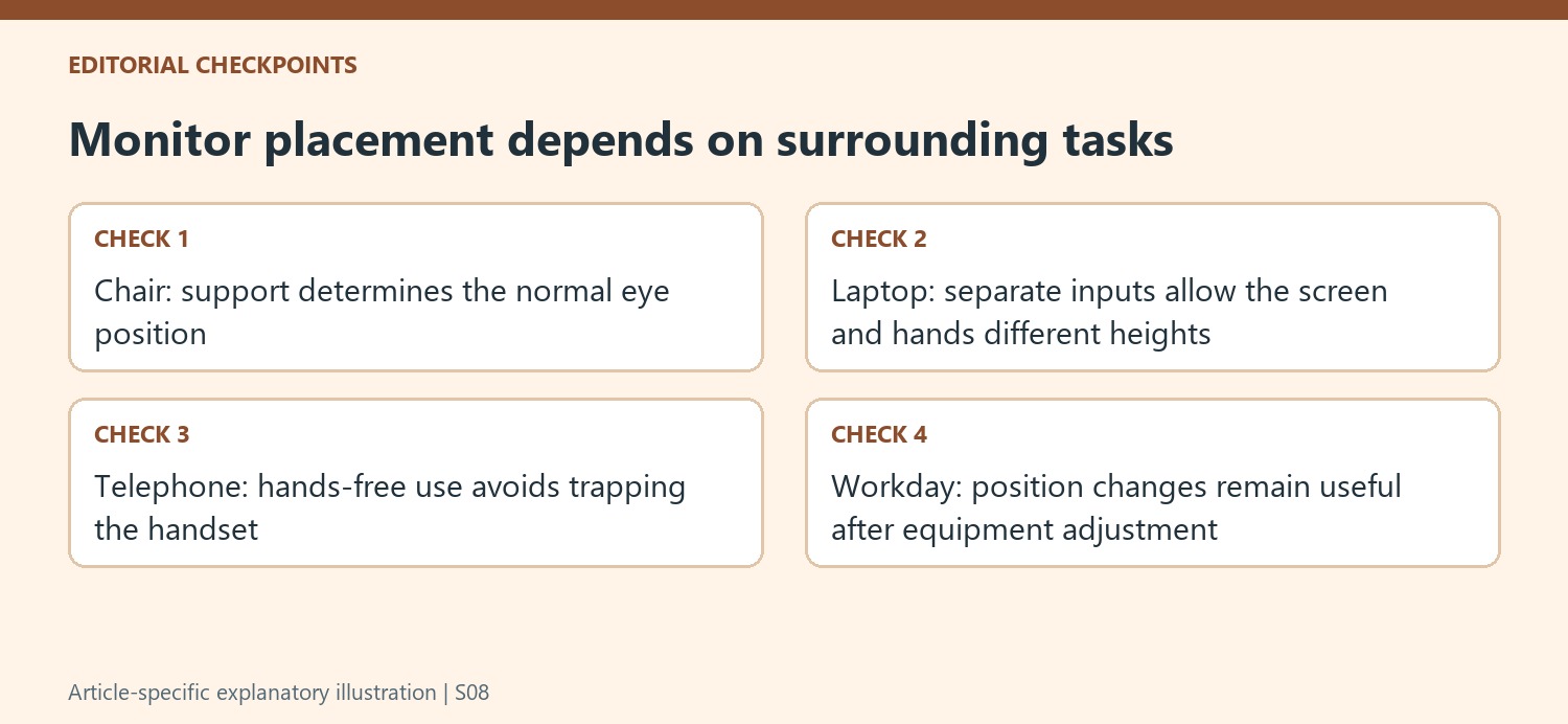 Monitor placement depends on surrounding tasks