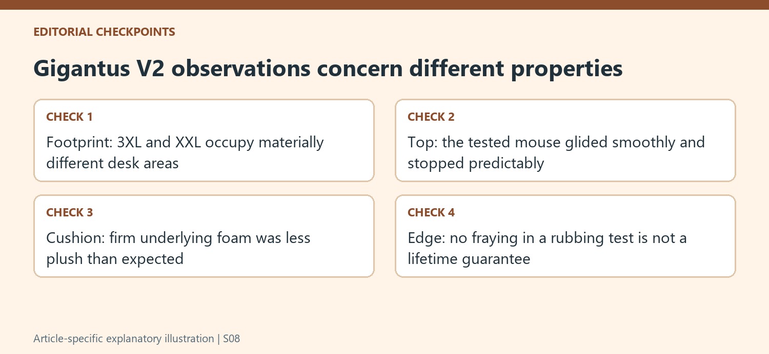 Gigantus V2 observations concern different properties