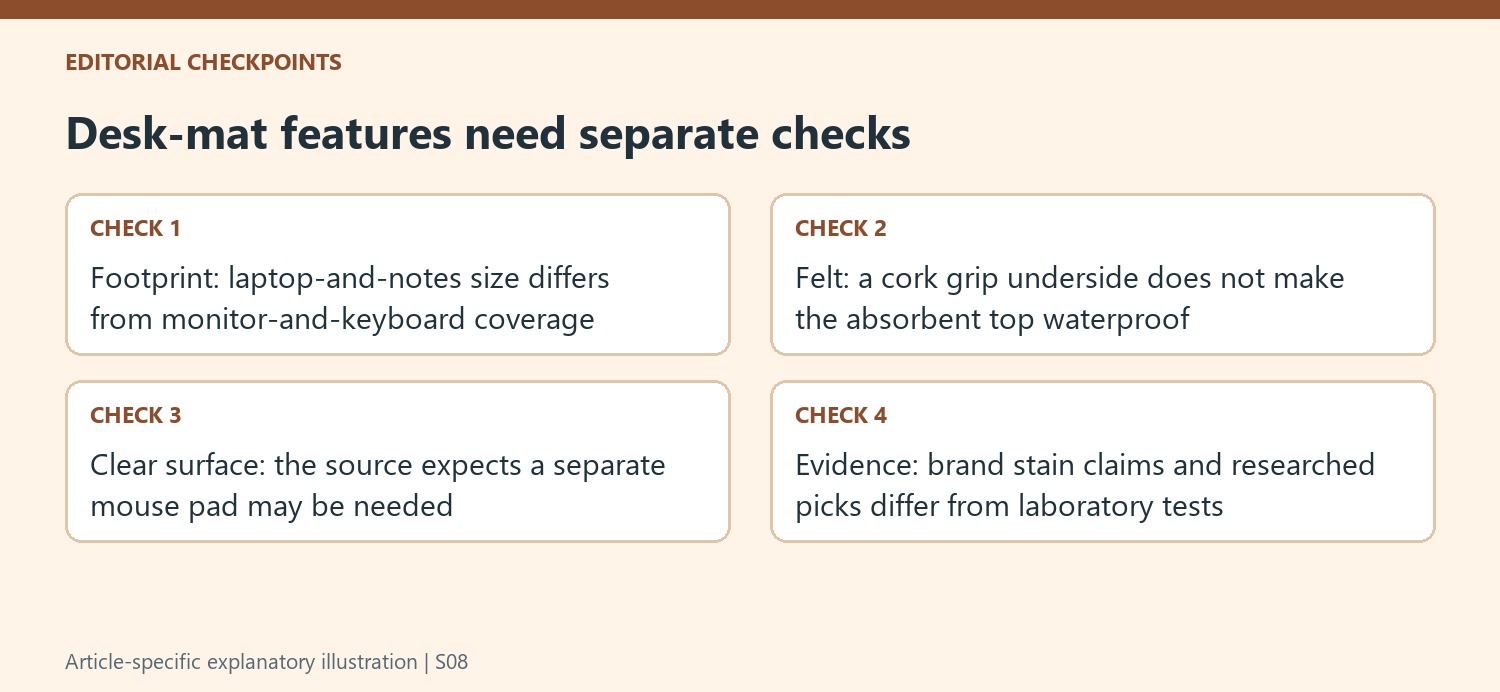 Desk-mat features need separate checks