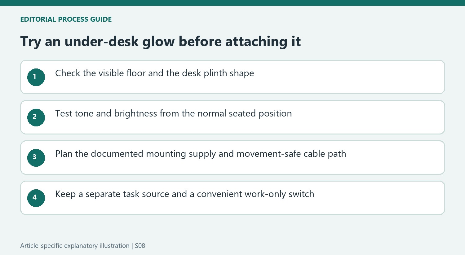 Try an under-desk glow before attaching it