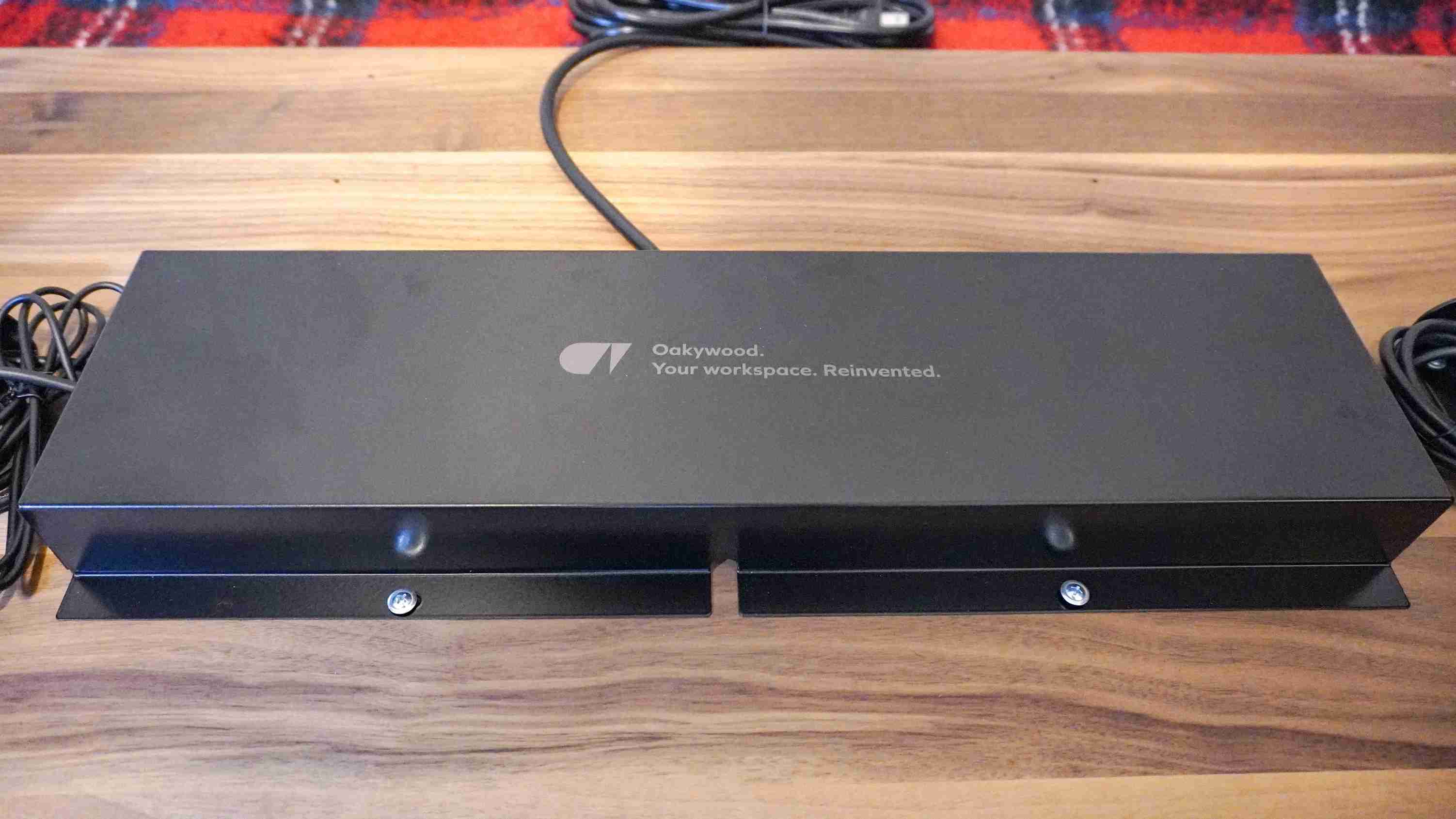 The separate metal cover supplied to conceal and protect the Oakywood frame's control box. Image: Tom's Guide.